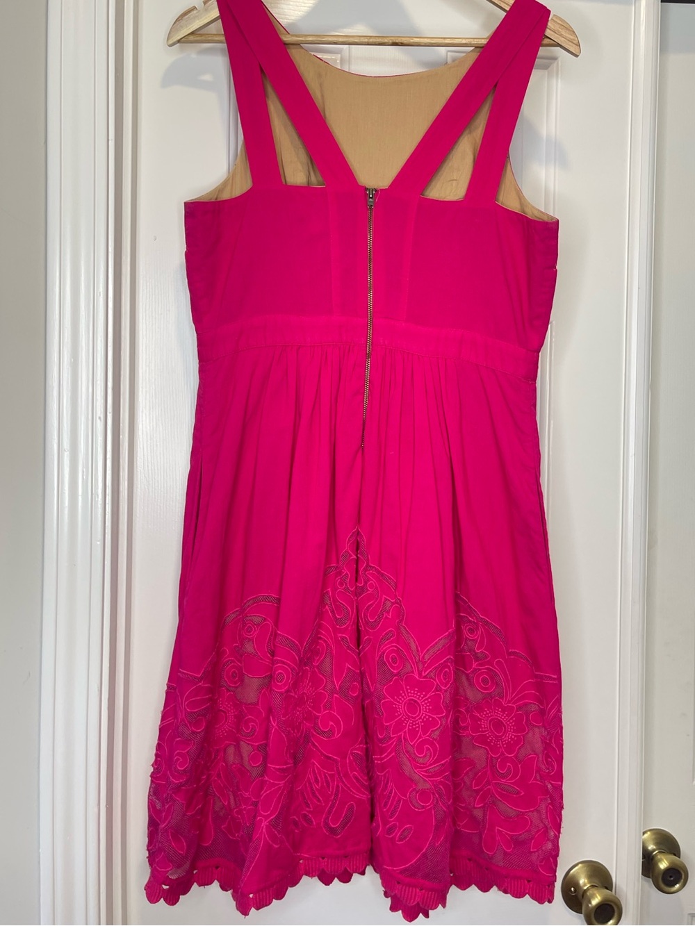 Anthropologie Moulinette Soeurs Rhododendron Dress Pink Embroidered Lace Size 8 - Picture 6 of 14